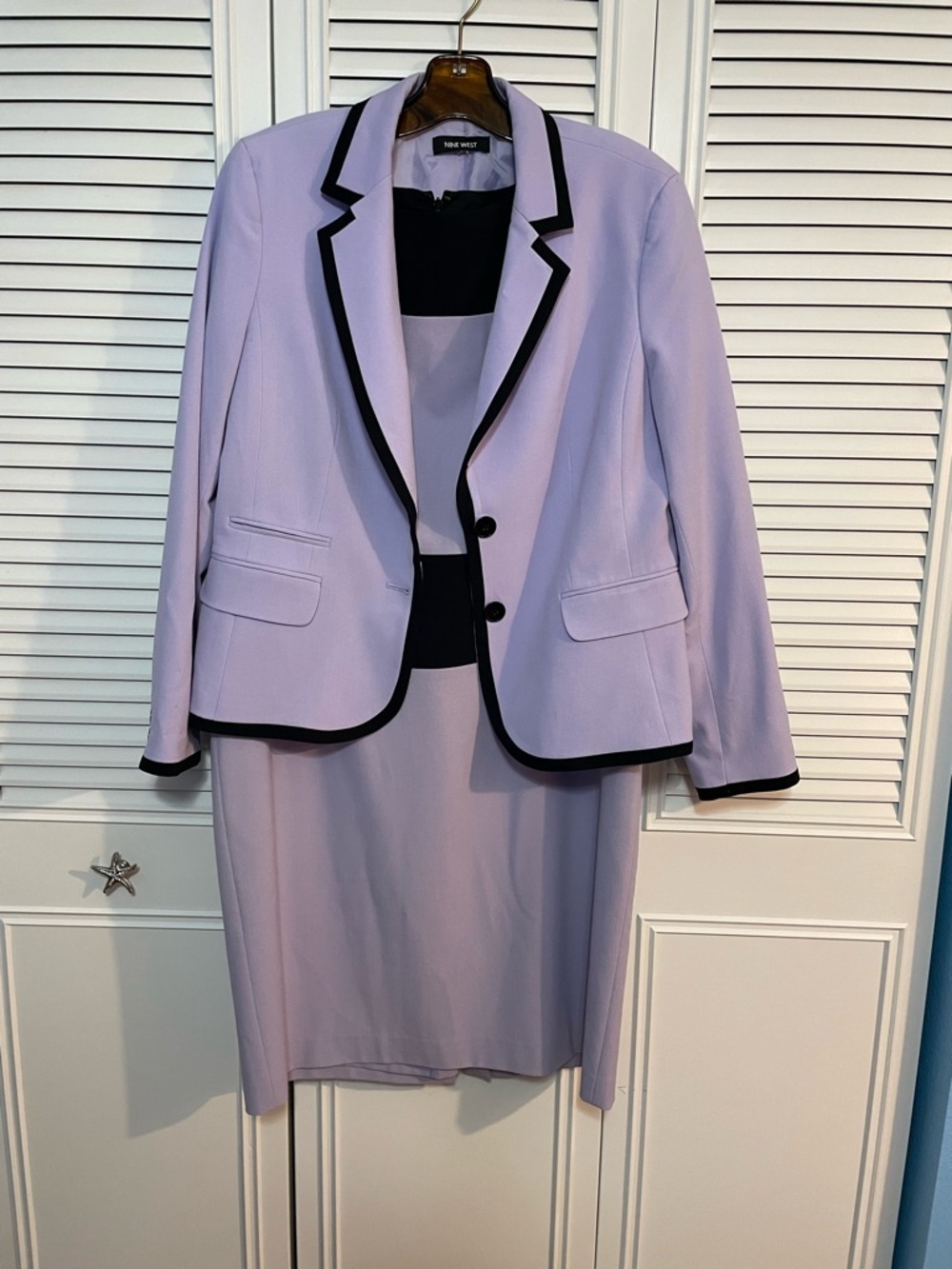 Nine West Lavender and Black Trim Two-Piece Dress Suit